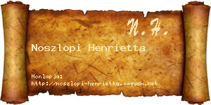 Noszlopi Henrietta névjegykártya